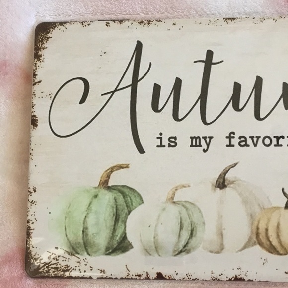 Autumn Is My Favorite Color Fall Harvest Halloween Colorful Metal Sign NWT 8x12” - Picture 2 of 16